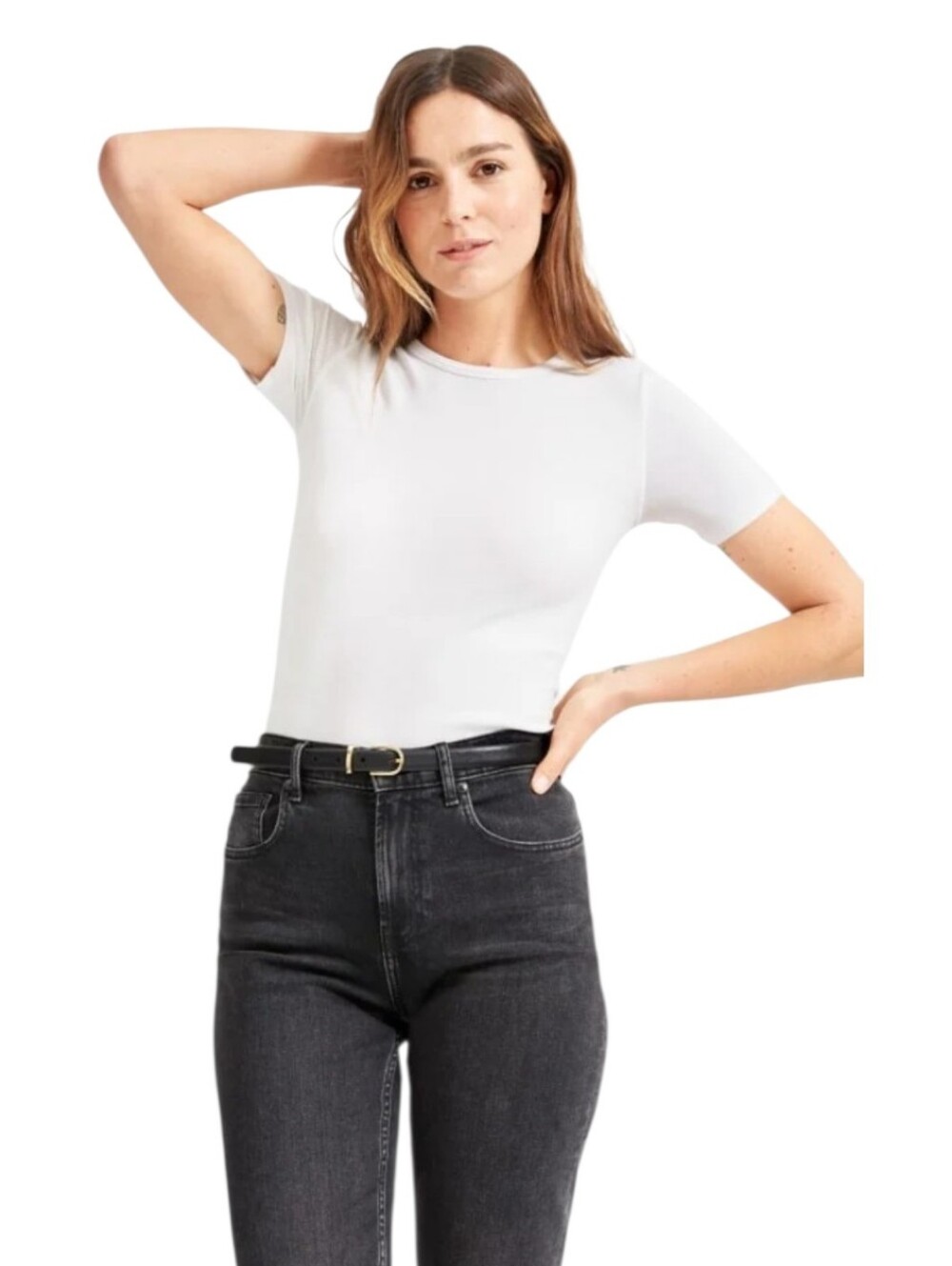 Everlane White Ribbed Crewneck Tee